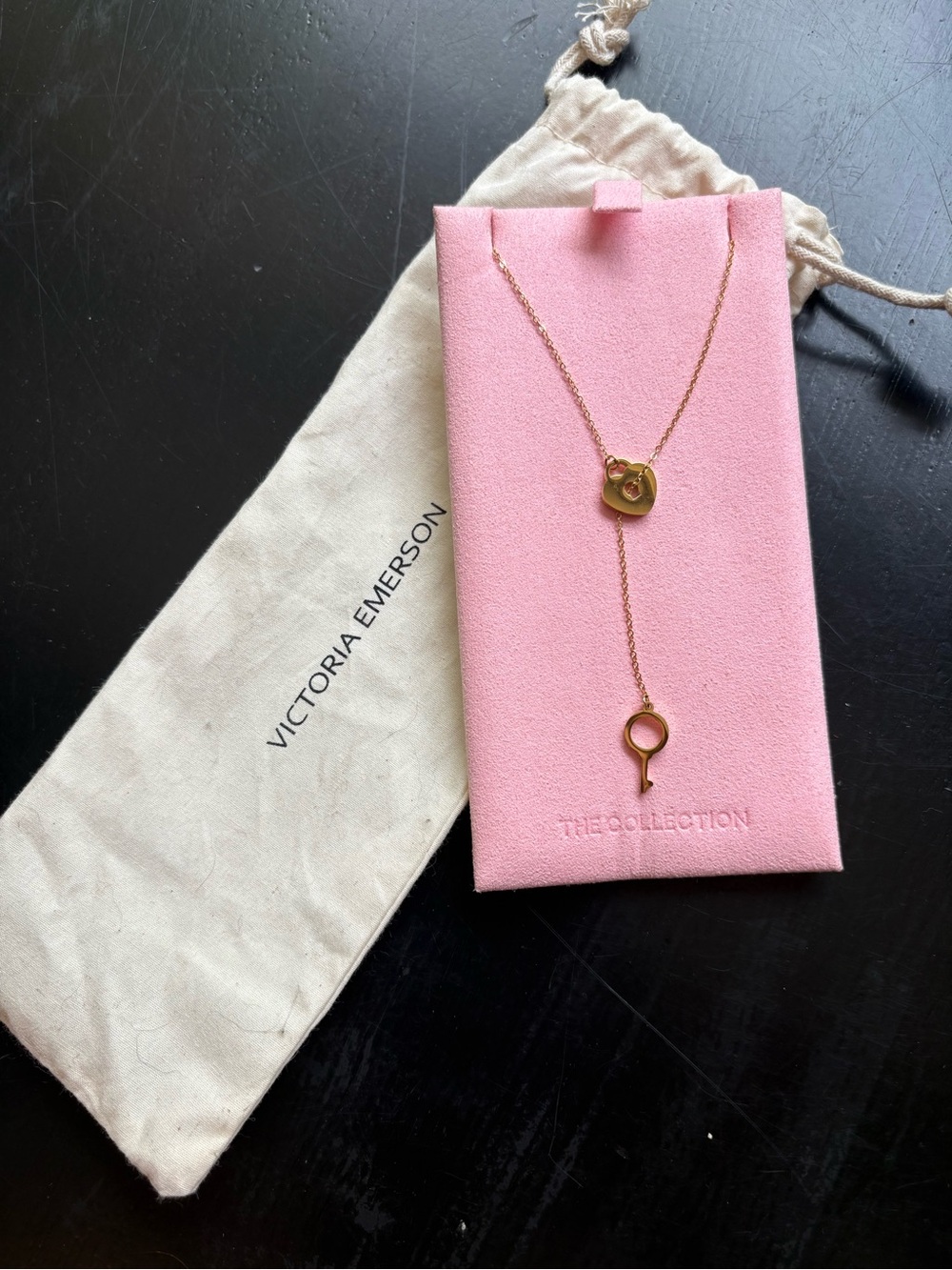 Victoria Emerson Gold Heart Key Lariat Necklace